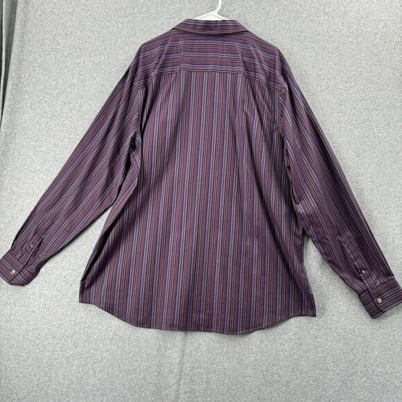 Eddie Bauer Mens TXL Button Down Shirt Wrinkle Resistant Purple Striped Work - Picture 9 of 12